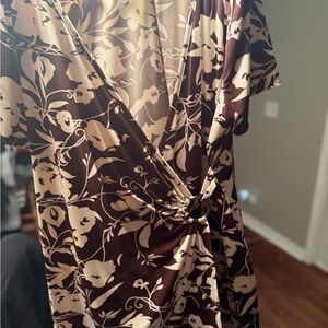 Lane Bryant Floral Print Robe - Brown and Cream